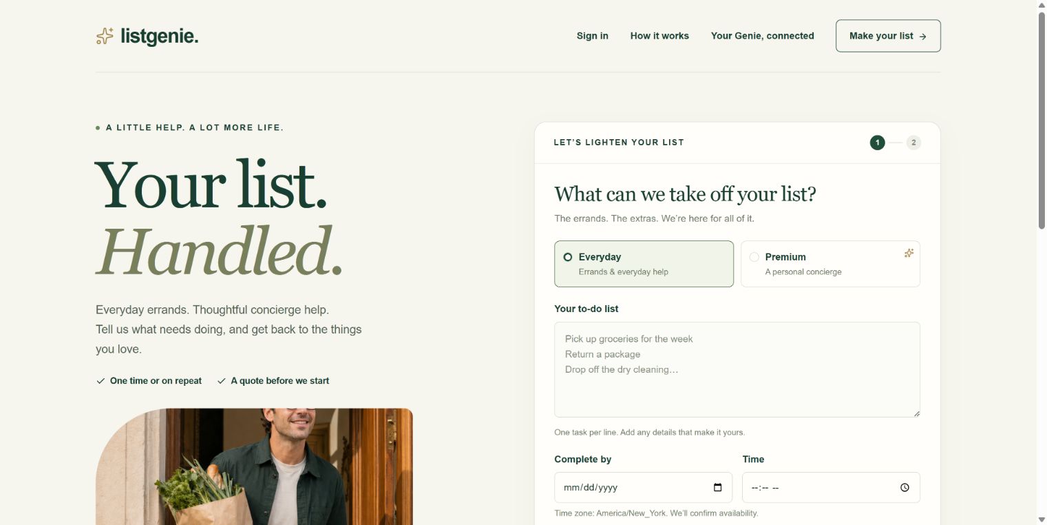 ListGenie concierge and everyday errands website